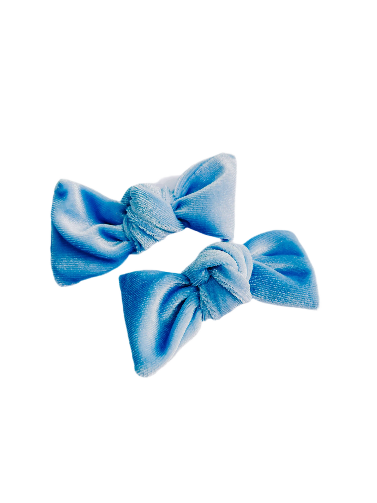 Light Blue Velvet Knot Bow Pigtails