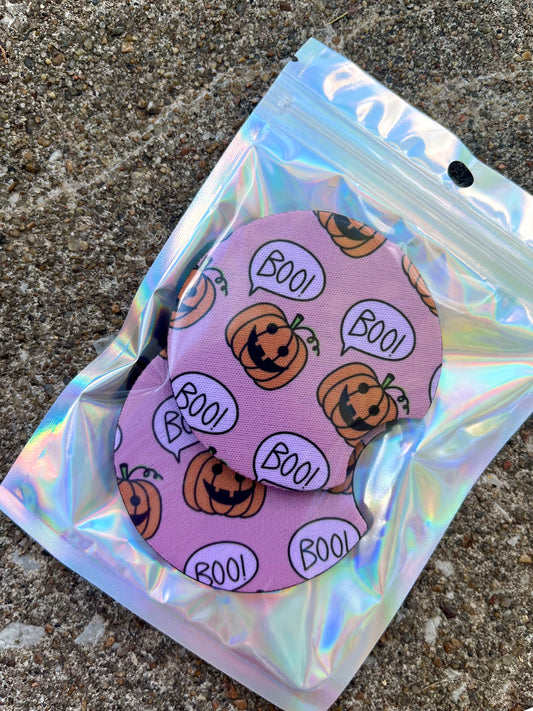 boo pumpkin car coaster set