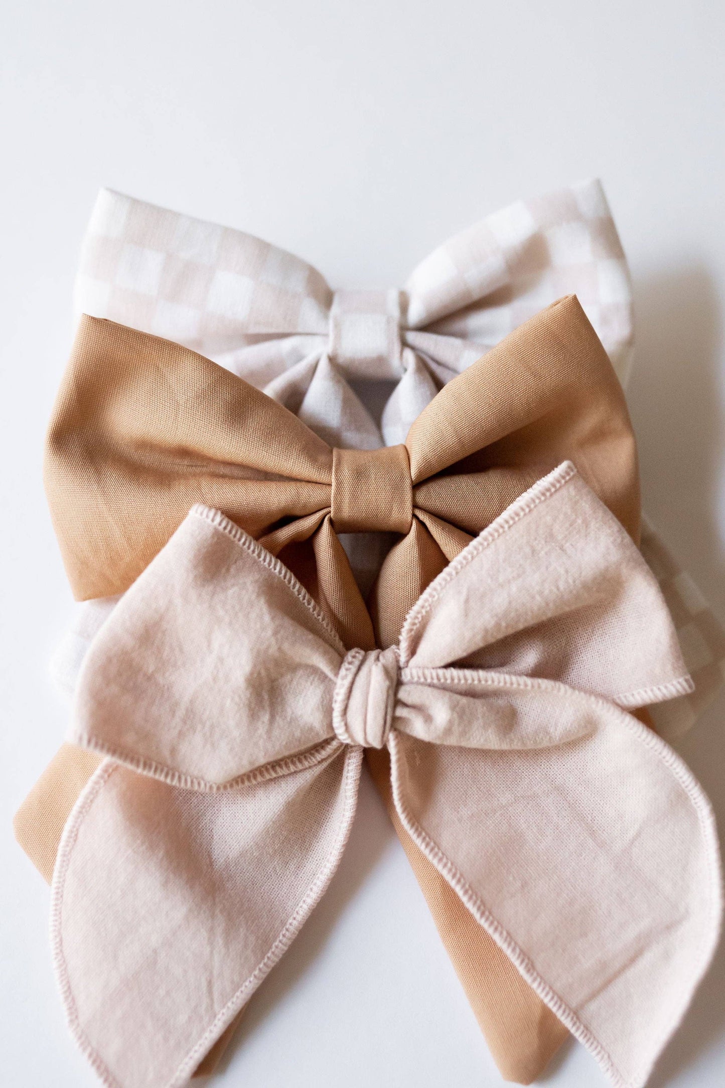 Neutral Checkered Sailor Bow