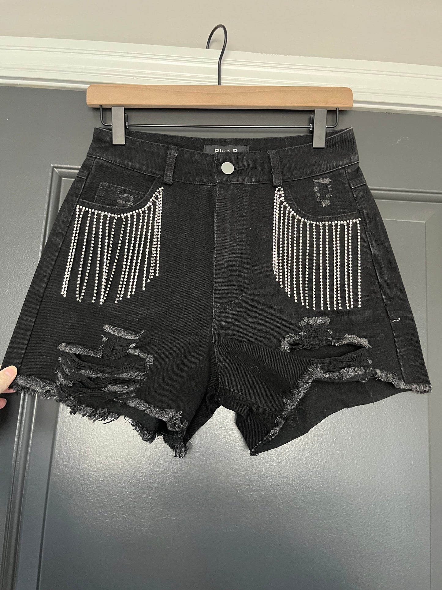 rhinestone denim shorts