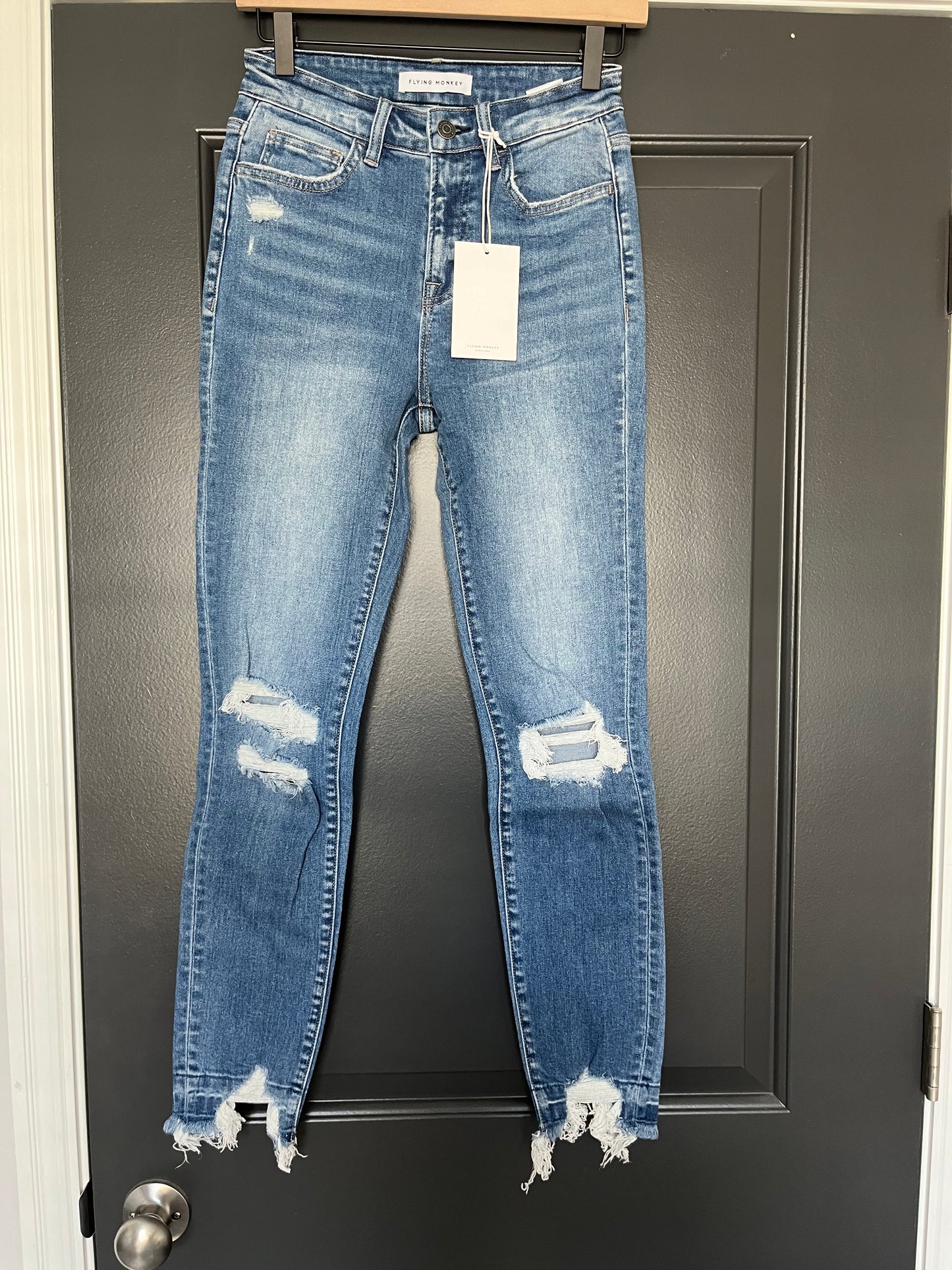 hi rise ankle skinny jeans